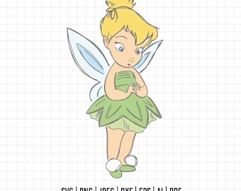 1052 - Baby Tinker bell dtf full color Svg, Eps, Jpeg, Dxf, Png. Disneyy, Peter Pan, Tinker Bell dtf.