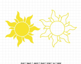 976 - Tangled sun's SVG, EPS, PNG - Disney princess Rapunzel icons Clipart Vector. Rapunzel icon pack. Suns pack. Suns dtf pack.