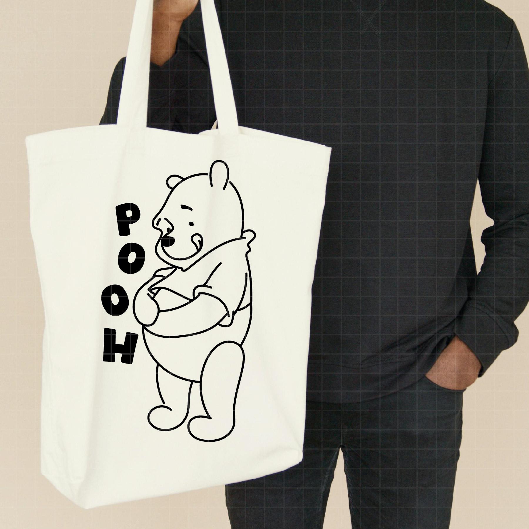 1099 - 名前入りくまのプーさん線画 SVG、Eps、Jpeg、Dxf、Png