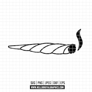 Op de afbeelding: Zwart-witte silhouet van een brandende joint met rook die uit het uiteinde opstijgt.