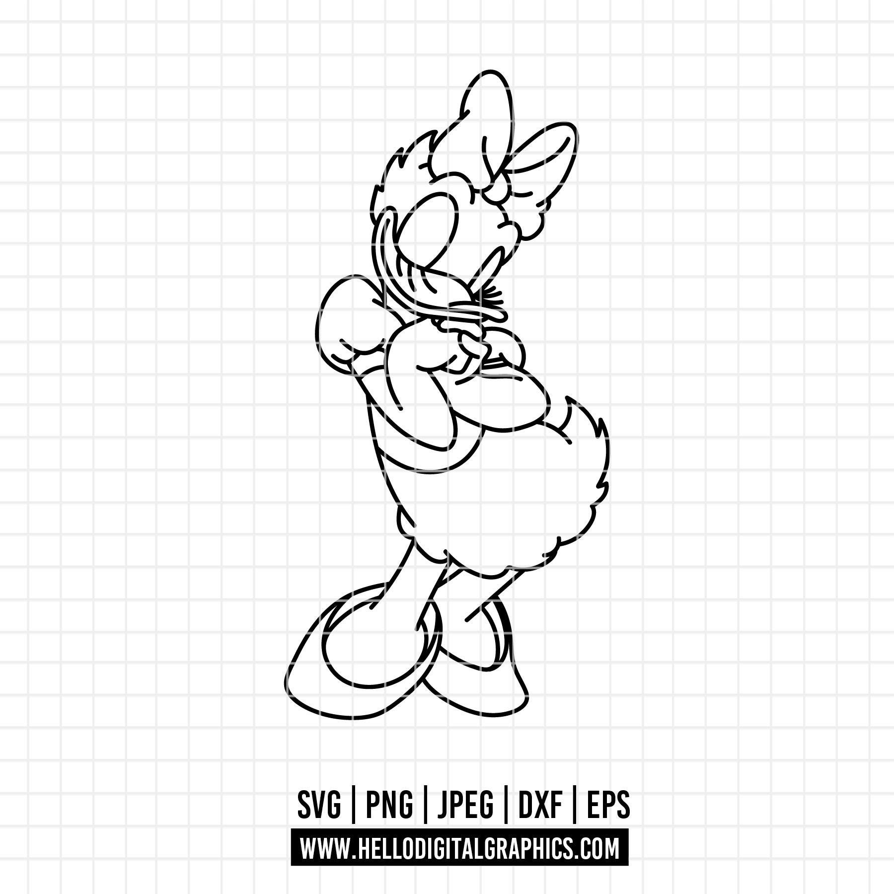 3285 - デイジーダック SVG、EPS、PNG - デイジーダックの線画クリップ