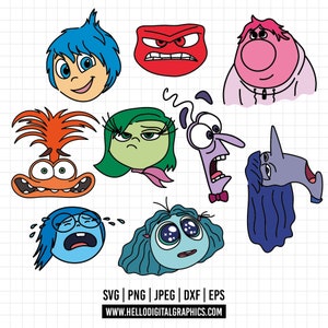 1514 - Emociones de adentro hacia afuera 2 SVG, EPS, PNG - Inside Out 2 nuevos personajes Clipart Vector. vergüenza envidia asco svg