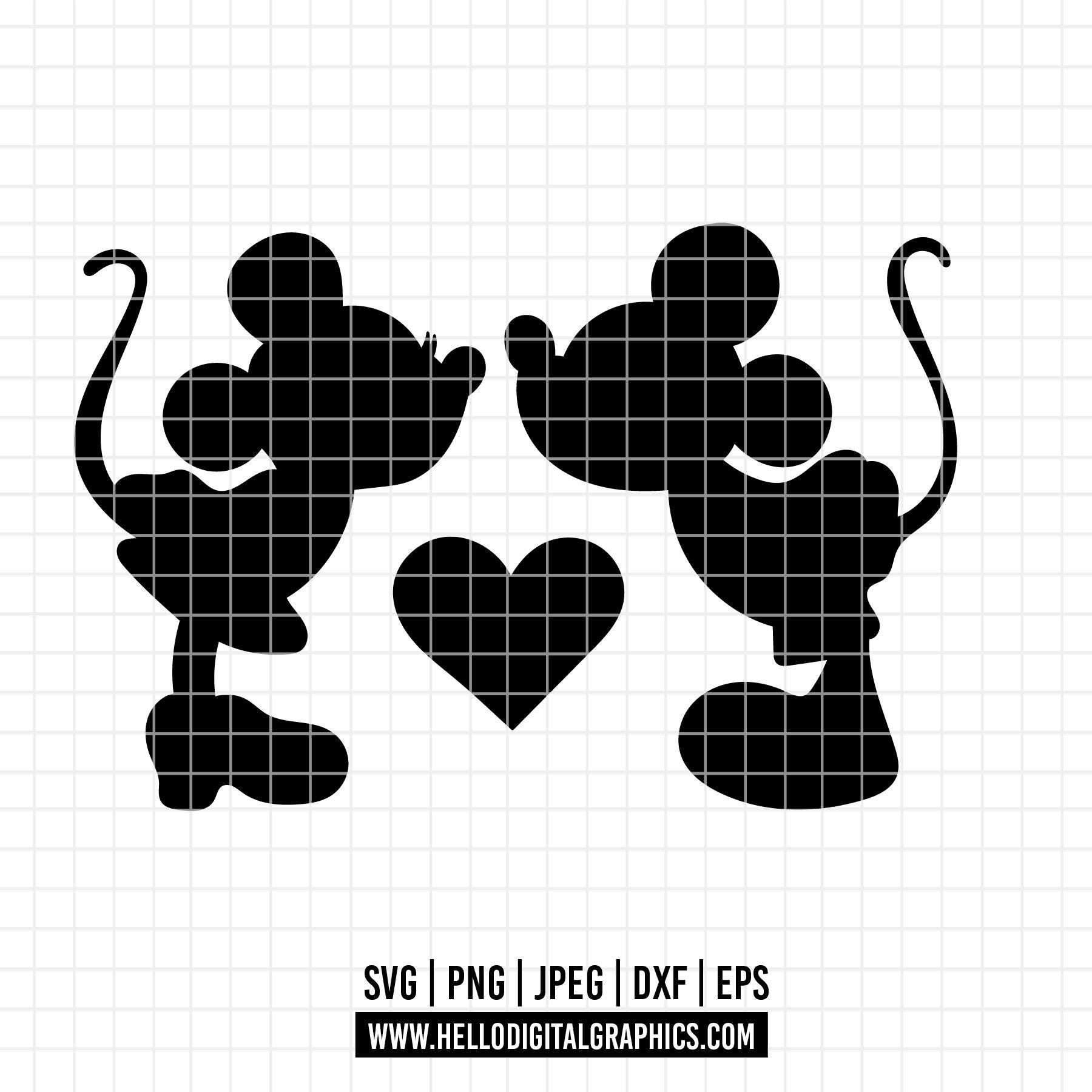530 - ミッキーとミニーのキス SVG、PNG、EPS - ディズニーの