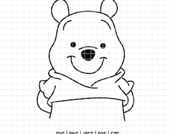 547 - Winnie the pooh outline SVG, PNG, EPs - Winnie the pooh clipart vector. Winnie pooh line art. Winnie pooh dtf. Winnie pooh silhouette