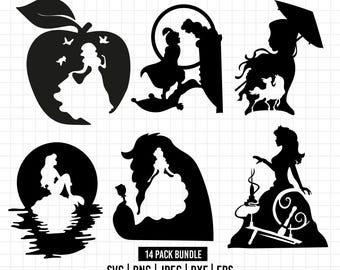 1217 - Disneyy Princess shadows dtf pack bundle Svg, Eps, Jpeg, Dxf, Png. Disneyy Princess pack dtf.