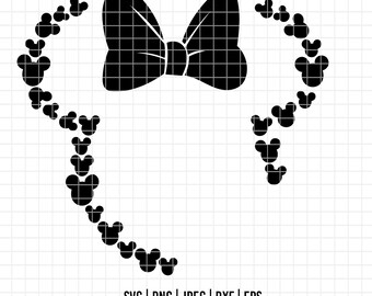 449 - Minniee head doodle monogram SVG, EPS, PNG - minnie mouse love Clipart Vector. minnie mouse outline svg. Minnie dtf. Disney icons dtf