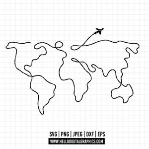86 - Travelling the word SVG, EPS, PNG - love for Travel Clipart Vector. Mapamundi outline svg. Trip clipart dtf. Word map doodle silhouette