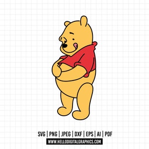 1134 - Winnie the pooh full tummy dtf full color Svg, Eps, Jpeg, Dxf, Png. Disneyy classic, Winnie the pooh dtf.