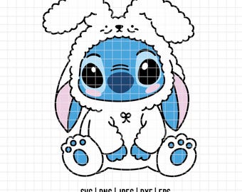 3593 - Stitch in bunny costume Svg, Eps, Jpeg, Dxf, Png. Disneyy, Stitch Dtf.