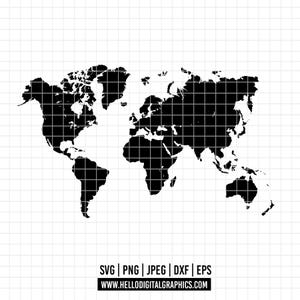 81 - World Map SVG, EPS, PNG - World Map Clipart Vector. Mapamundi dtf. Mapamundi silhouette dtf. Love for travel. Trips clipart dtf