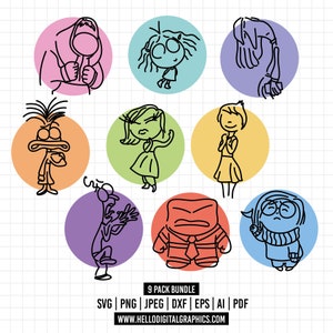 1453 - Inside Out 2 nuovi personaggi SVG, EPS, PNG - emozioni Inside Out 2 Clipart Vector.