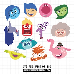 1513 - Emozioni da dentro a fuori 2 SVG, EPS, PNG - Inside Out 2 nuovi personaggi Clipart Vector. ansia noia tristezza rabbia icone svg