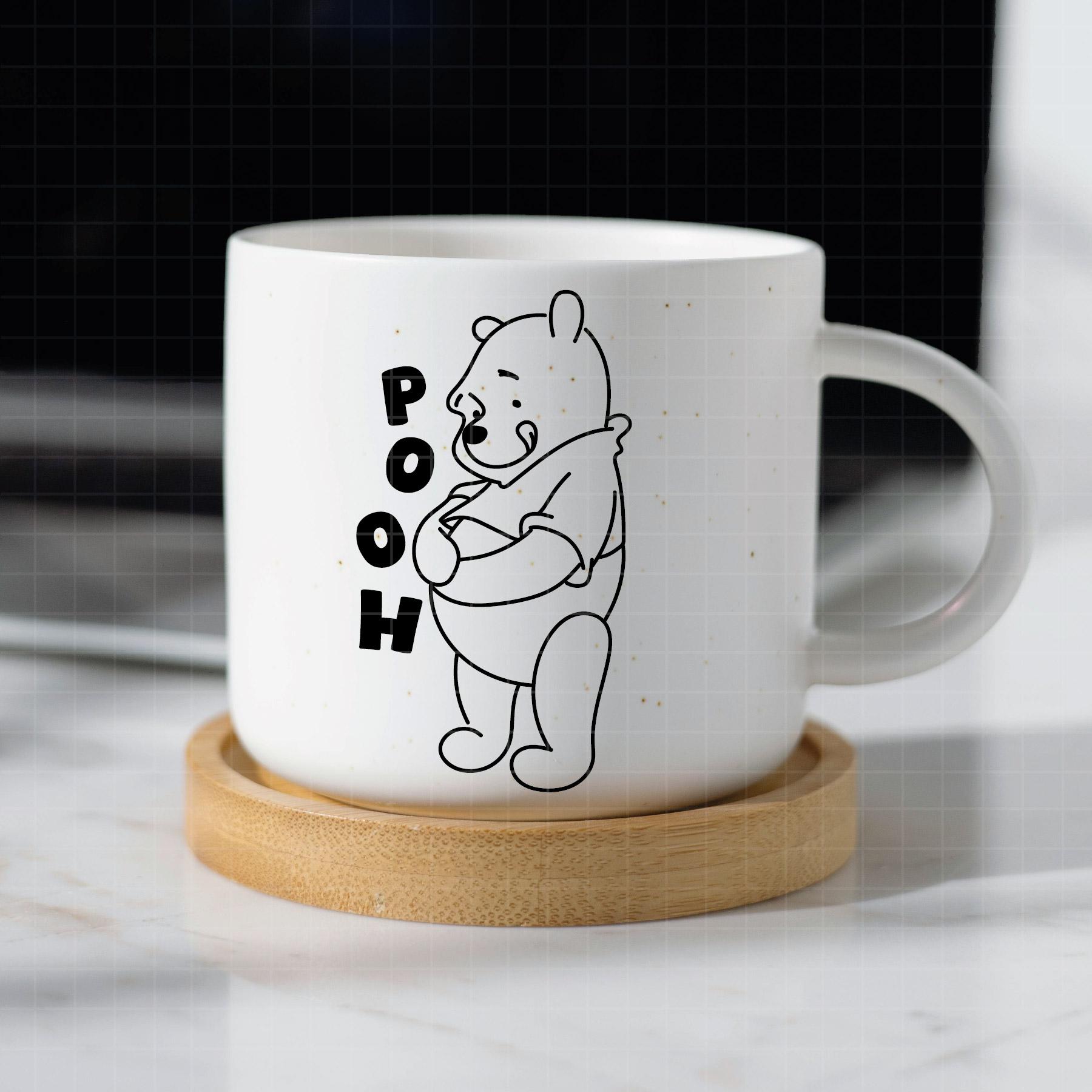 1099 - 名前入りくまのプーさん線画 SVG、Eps、Jpeg、Dxf、Png