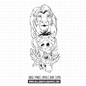 644 - The Lion King-personages SVG, PNG, EPS - Simba Timon en pumba-clipart. Disney's leeuw-svg. De Lion King-scènes dtf