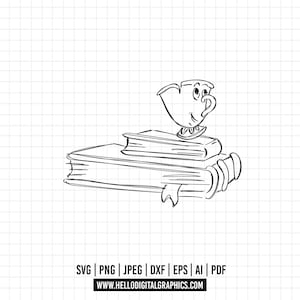 623 - Chip, Beauty and the beast SVG, Png, EPs - Princess Belle&#39;s friends clipart vector. Belle iconic scenes, Disneey classics dtf