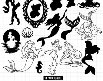 1345 - Paquete de la Princesa Ariel, La Sirenita SVG, PNG, EPS - Clipart de La Sirenita. Princesa Ariel dtf