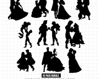 1202 - Disneyy Couples of princes and princesses pack bundle Svg, Eps, Jpeg, Dxf, Png. Disneyy princes and princesses pack dtf.