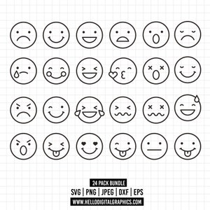 1325 - Emoji SVG/ emoji clipart/ icona svg/ icone, social media, stampa e adesivi // file di taglio SVG per Cricut, Silhouette, Brother