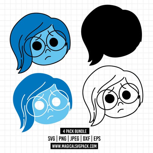 1489 - Sadness pack bundle SVG, EPS, PNG - Inside Out 2 new Characters Clipart Vector. Emotions Inside Out 2 Clipart Vector. Sadness dtf