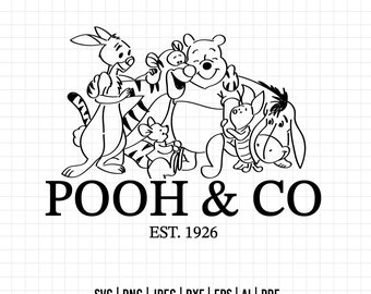 1100 - Winnie the pooh & Co. Svg, Eps, Jpeg, Dxf, Png. Disneyy classic, Winnie the pooh dtf.