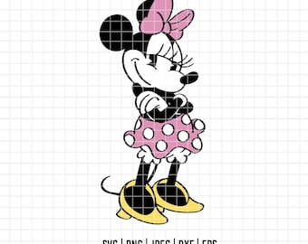 1784 - Minnie's look SVG, EPS, PNG - Classic Minniie of Disneey Clipart Vector. minnie empowered clipart svg.
