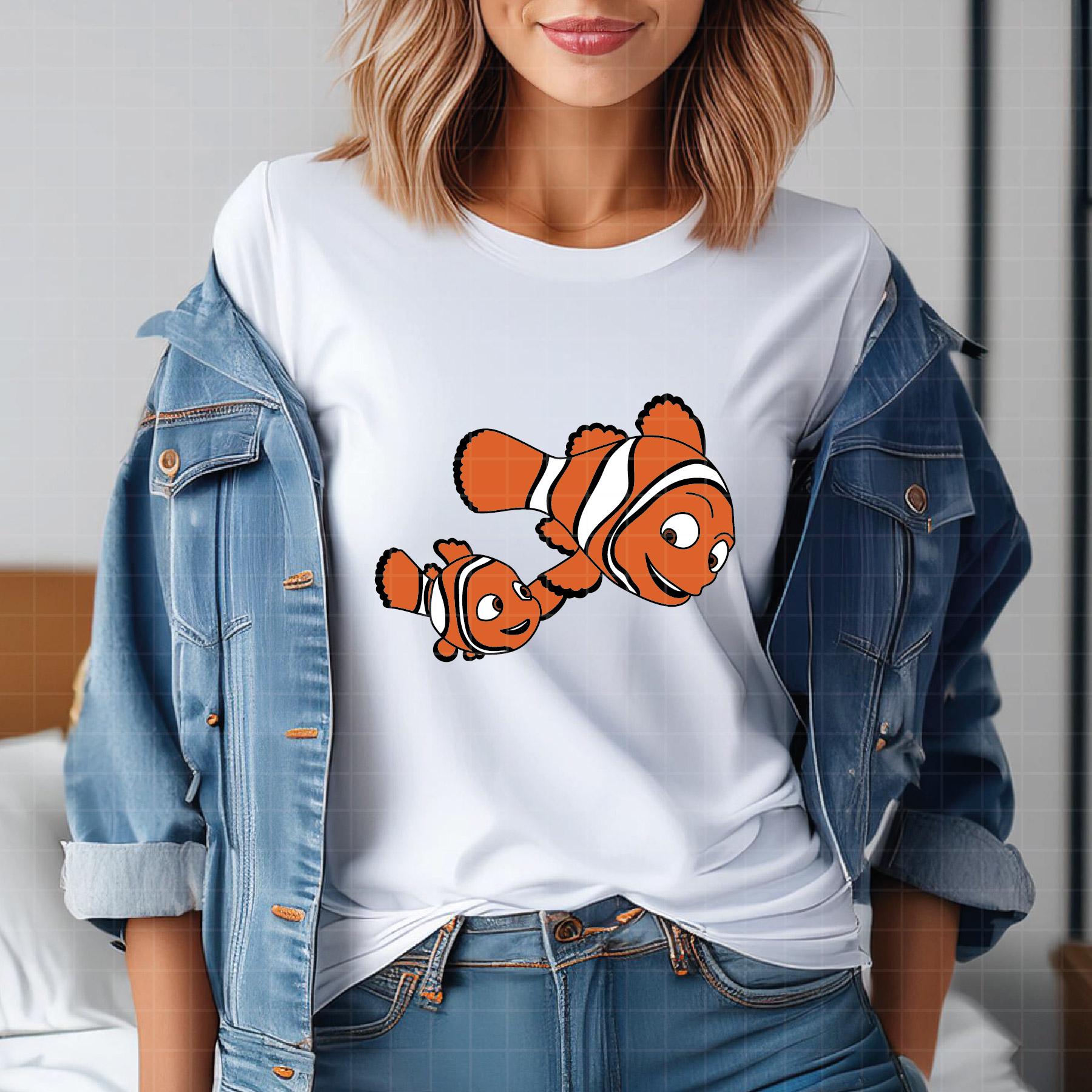3732 - Nemo and His Dad Dtf Full Color Svg, Eps, Png, Dxf, Jpeg. Disney ...