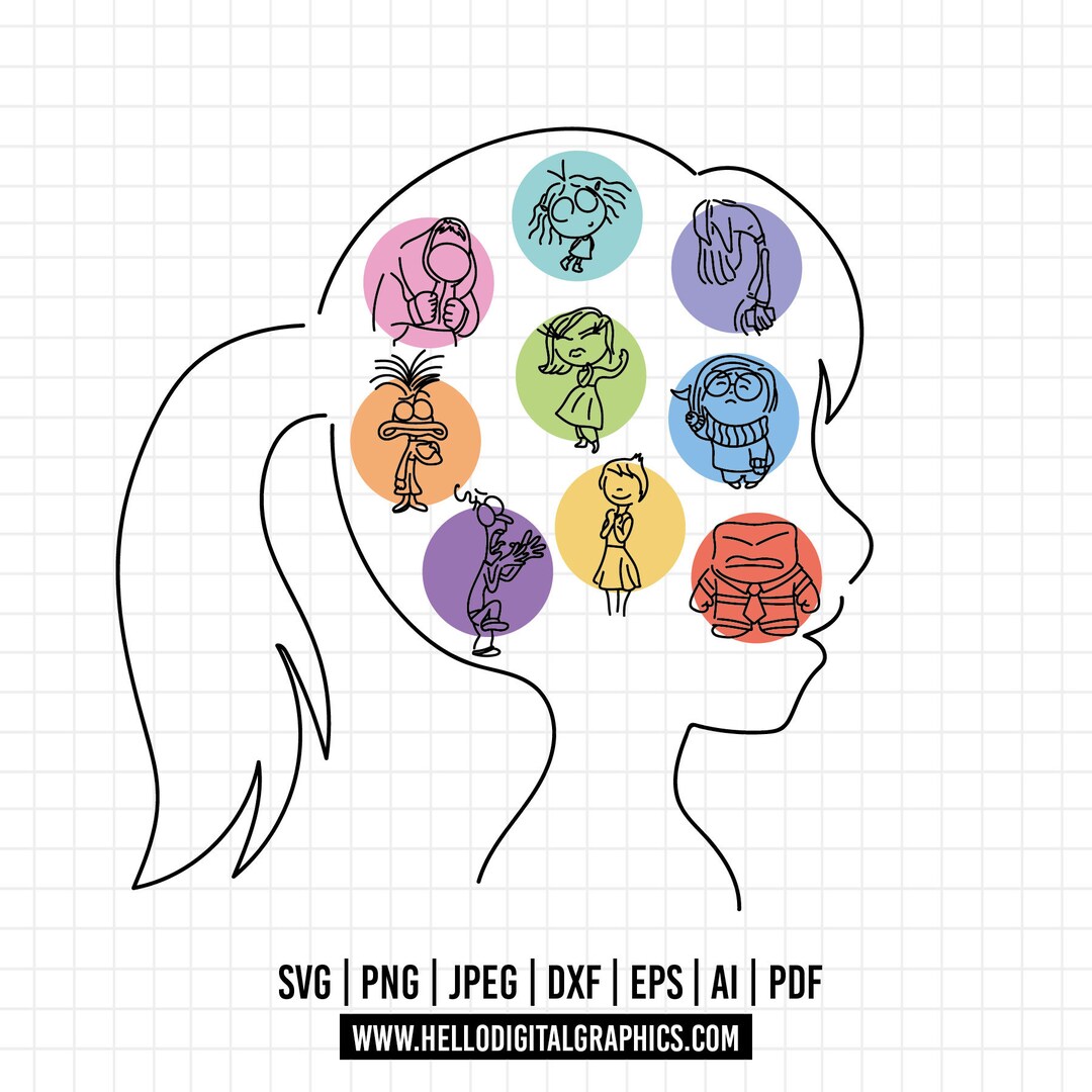 1459 - Emotions From Riley SVG, EPS, PNG - Inside Out 2, Anxiety Fury ...