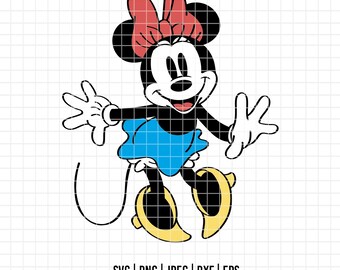 1790 - Happy Minnie mouse SVG, EPS, PNG - Classic Minniie of Disneey Clipart Vector. Party minnie clipart svg.