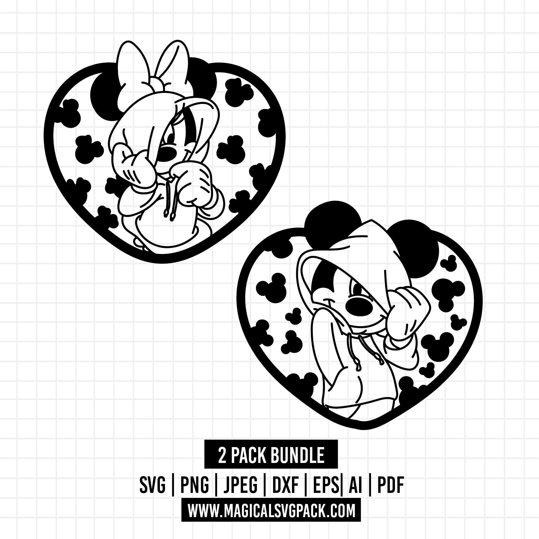 1224 - ミッキーマウスとミニーマウスのラブラブパックバンドルDTF SVG