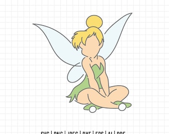 1055 - Tinker bell silhouette dtf full color Svg, Eps, Jpeg, Dxf, Png. Disneyy, Peter Pan, Tinker Bell dtf.