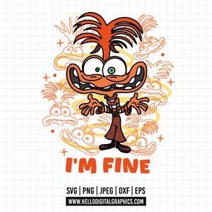 1518 - Anxiety Inside Out 2 in phrases SVG, EPS, PNG - I&#39;m fine svg,   Everything is fine, inside out 2 new characters Clipart Vector.