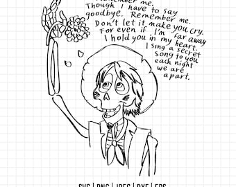 655 - Disney Coco SVG, PNG, EPs - clipart de Coco. Coco dtf. Coco boceto SVG, clipart de Miguel. Recuérdame SVG. Miguel coco dtf