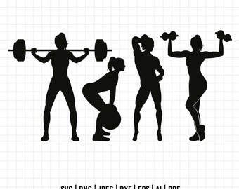1335 - Crossfit svg files, Crossfit clipart silhouette, Weightlifting svg, Workout clipart, Cut files for Cricut, Files for Silhouette, Gym