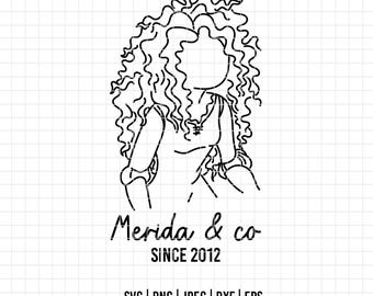 77 - Princess Merida outline SVG, EPS, PNG - Disneyy Brave Clipart Vector. Disney księżniczka Merida linia sztuki dtf
