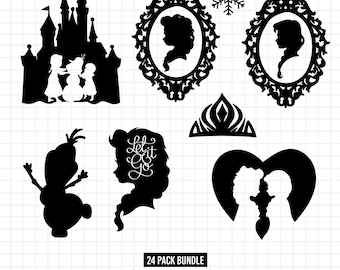 1365 - Paquete Frozen SVG, PNG, EPS - Paquete de iconos de las princesas Elsa y Anna. Paquete Frozen (dtf)