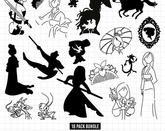 1371 - Mulan mega pack bundle SVG - Png - EPS - Disneyy princess mulan clipart. Mushu dragon svg