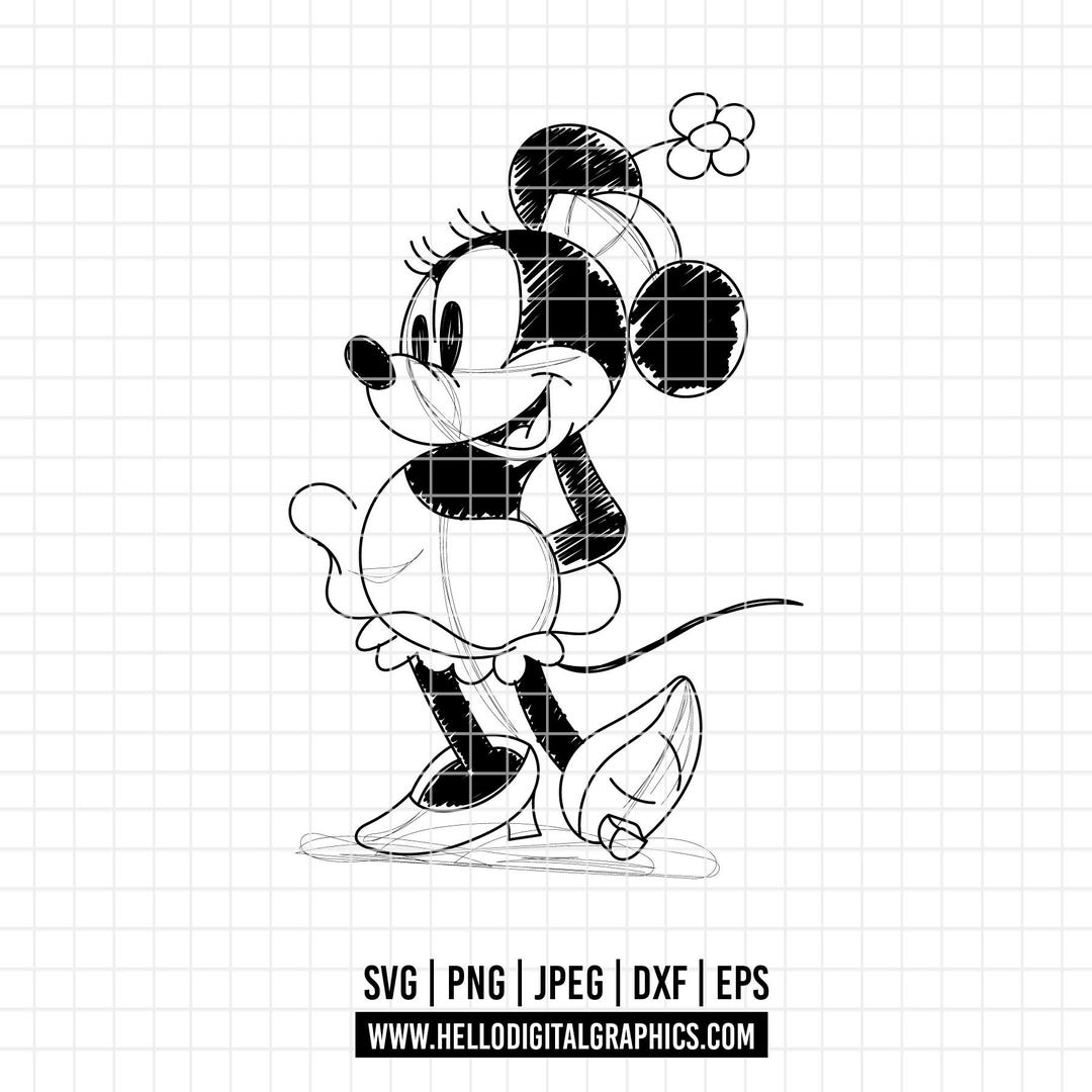 526 - ミッキーとミニーのスケッチ SVG、EPS、PNG - ミッキーとミニー