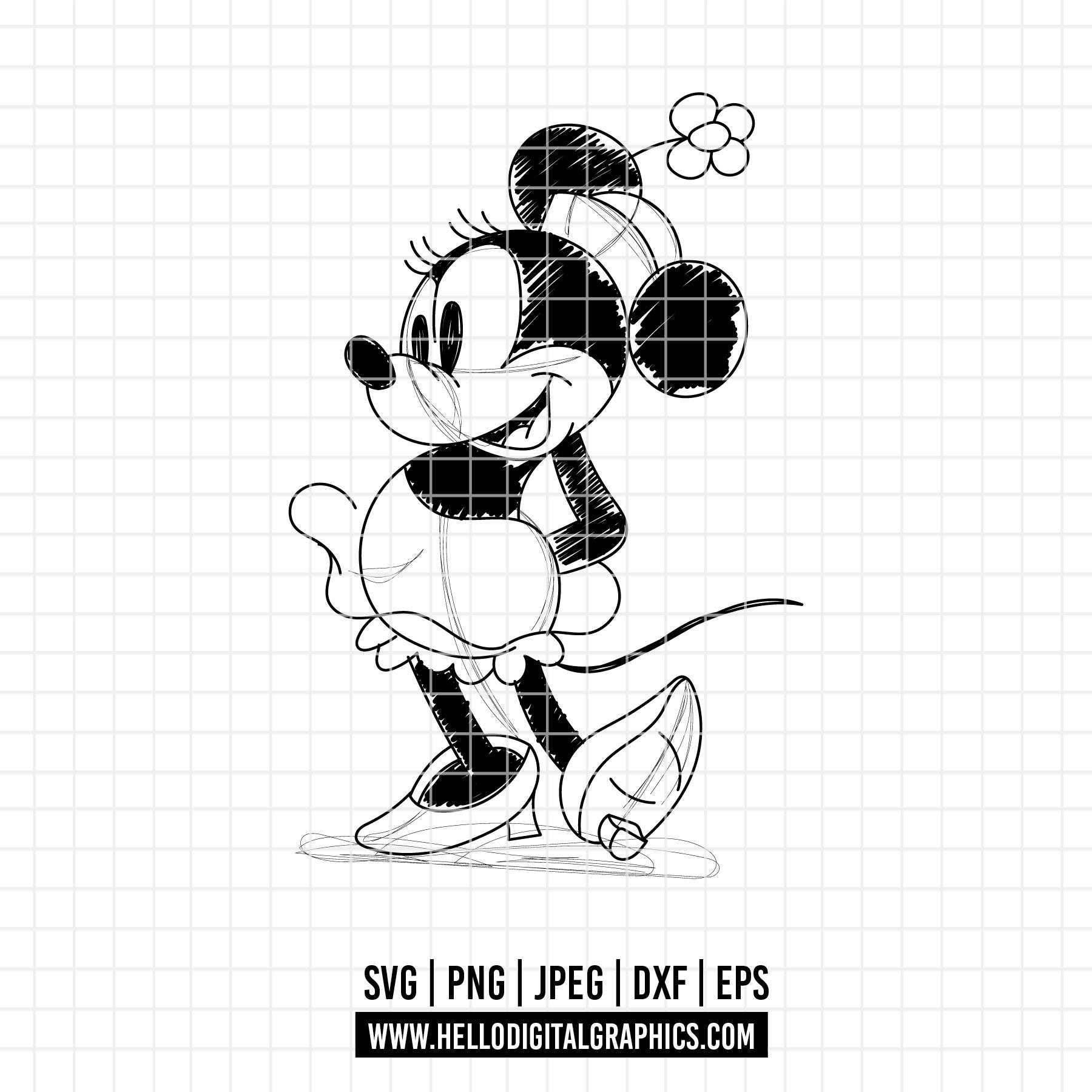 526 - ミッキーとミニーのスケッチ SVG、EPS、PNG - ミッキーとミニー