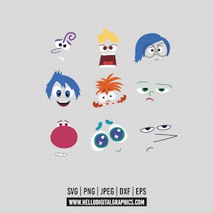 1468 - Inside Out 2 nuevos personajes SVG, EPS, PNG - Emociones ansiedad aburrimiento tristeza ira vergüenza envidia asco alegría miedo Clipart Vector.