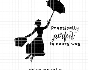 99 - Mary Poppins SVG, EPS, PNG - Mary Poppins Clipart Vector. Mary Poppins sylwetka dtf. Cytaty Mary Poppins