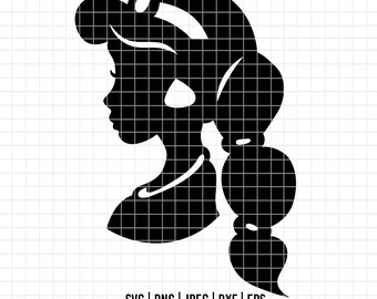 3784 - Silueta de la princesa Jasmine SVG, EPS, PNG - Clipart vectorial de la princesa Jasmine de Aladdin, Disney. DTF de la princesa Jasmine de Disney a Aladdin.