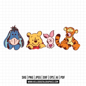 1127 - Winnie the pooh SVG, pooh svg, vector de Winnie the Pooh, clipart de Winnie the pooh Vector, baby shower svg, clásico pooh svg