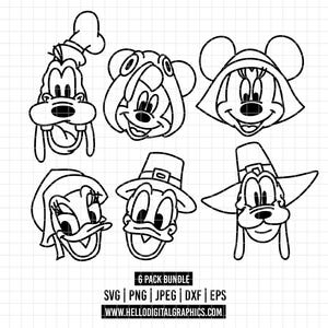 1567 - Mouse and Friends Thanksgiving SVG, EPS, PNG - Disneyy-figuren Clipart Vector. magische koninkrijk hoofdpersonen svg.