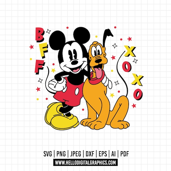 1036 - ミッキーとプルートのポーズ集（フルカラー、SVG、EPS、Jpeg