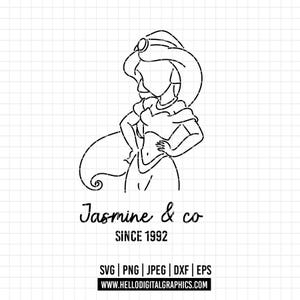 75 - Princess Jasmine outline SVG, EPS, PNG - Disneyy aladdin princess Jasmine Clipart Vector. Disneey princess jasmine to aladdin dtf.