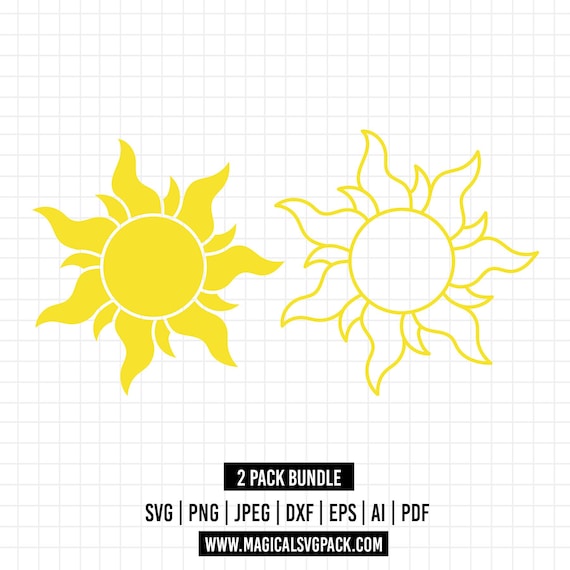 976 - Tangled sun's SVG, EPS, PNG - Disney princess Rapunzel icons Clipart Vector. Rapunzel icon pack. Suns pack. Suns dtf pack.