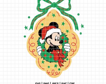 クリスマスリースを持つミッキーのデジタルファイル - SVG/PDF/PNG