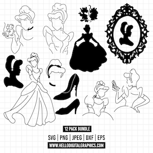 1272 - Cinderellaa SVG Clipart/Princess SVG/Princess cliparts Archivos para Cricut Silhouette/Tumbler svg/diseños de cinderellaa