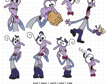 1496 - Fear pack bundle SVG, EPS, PNG - Inside Out 2 new Characters Clipart Vector. Emotions Inside Out 2 Clipart Vector. Fear dtf