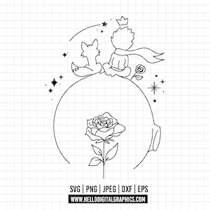 07 - Il piccolo principe e la volpe SVG, EPS, PNG - Il piccolo principe e la volpe Clipart Vector. Il piccolo principe dtf.